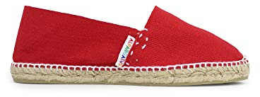 Alpargatas Clásicas de Lona en Color Liso Hechas en España (Rojo, Numeric_46)
