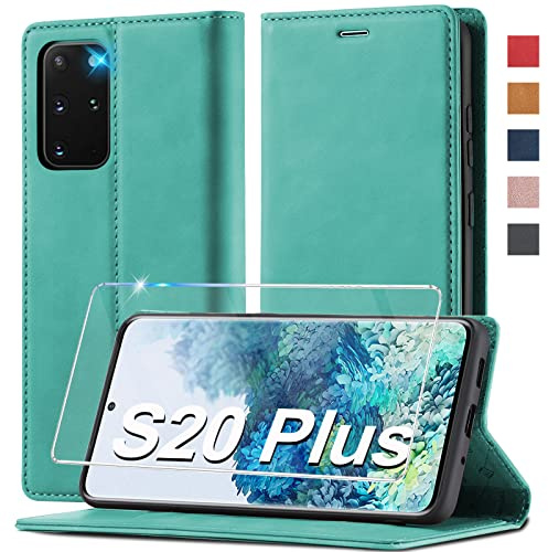 Handyhülle für Samsung Galaxy S20 Plus Hülle Leder [Mit S20 Plus Schutzfolie]für Samsung Galaxy S20 Plus 5G Hülle Klappbar Leder Flip Wallet Stoßfeste Case Schutzhülle Klapphülle Galaxy S20 Plus 5G
