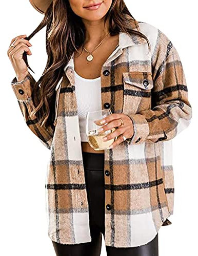 Shacket Femme Veste Chemise À Carreaux Écossaise Flanelle Boutonnée Classique Décontractée Classe Tartan Flannel Carreau Large Chemisier 3XL