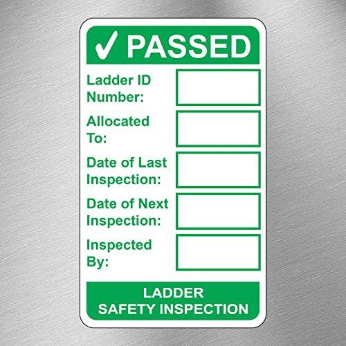24 Ladder Safety Inspection self Adhesive Vinyl Stickers - 79mm x 48mm Green (24 Pack)
