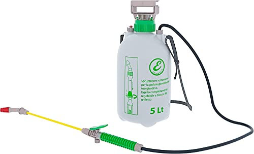 Spruzzatore A Pressione Azionamento a Pompa Manuale Irroratore Tubo E Lancia Tracolla Zaino Da Giardino Con Ugello Regolabile Per Irrigazione Nebulizzatore Colore Bianco e Verde Da 5 Litri