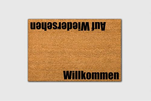 Ecosides Willkommen Auf Wiedersehen German Doormat, Flocked Coir Door Mat, Hello Goodbye Gift, Germany Outdoor Welcome Mat, Custom Personalized Gift