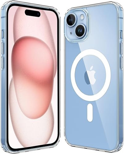EKAM Magsafe compatible case for iPhone 15 Plus [6.7 Inch] - MagSafe PC & TPU Clear Phone Case Built in Magnets and raised edges to protect the camera cover for iPhone 15 Plus