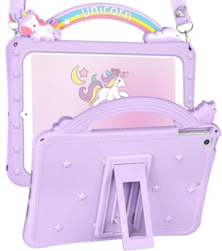 Wazzasoft Custodia per iPad Mini 1/2/3 da 7,9 pollici per ragazze carina ragazza cartone animato Kawaii Pretty Purple Design Cover con supporto e cinturino unico donne adolescenti silicone Funda per