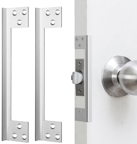Blulu Door Latch Guard Plate Outswing Angle Latch Protector Shield l Shaped Security Reinforcement Striker Plates to Block Access to Door Lock Deadbolt(2 Pcs,7 Inch)