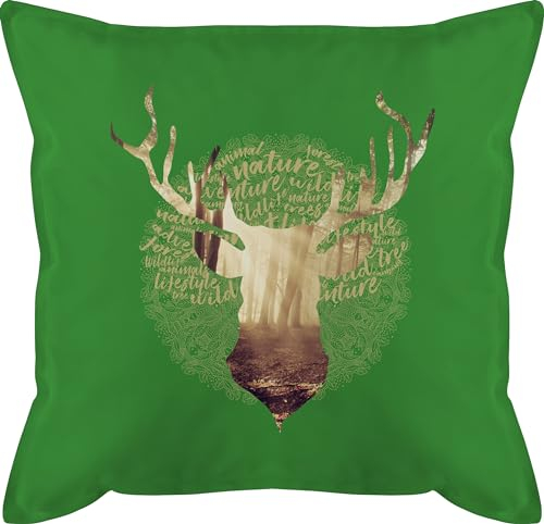 Kissen 50x50 - Dekoration - Hirsch Motiv Geschenk Jäger I Hirschgeweih Tracht - 50 x 50 cm - Grün - hirschkissen mit füllung oktoberfest-design jaeger männerkissen hirschmotiv geweih pillow