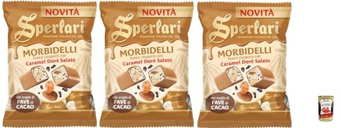 Italian Gourmet Morbidelli Dorè torrone morbido caramello salato 3 x 117g | Weiche Happen mit Doratura, gusto dolce-sapido; snack italiano per Kaffee, Gesamtnettogewicht 351 g + Kostenlos Polpa 400g