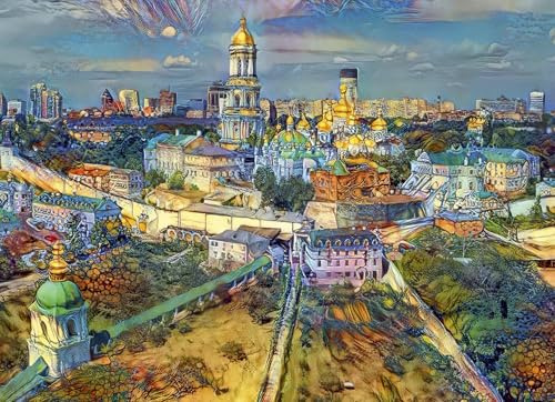 Bluebird Puzzle - Kiew, Ukraine - 1000 Teile Puzzle - Luftaufnahme der Hauptstadt der Ukraine - Puzzle für Erwachsene