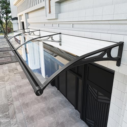 Marquesinas Exterior, Tejadillo Proteccion Lluvia con Fregadero, Marco de Aluminio Marquesina Puerta Exterior, Protección Contra la Lluvia y la Nieve, Policarbonato Placas Transparente ( Color : Clear