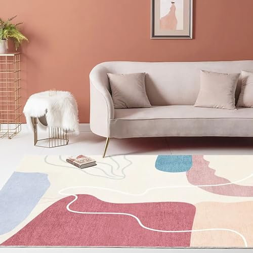 Tzvpsu Alfombra Bebe Acolchada Plegable,Alfombra Vinilo Infantil Diseño Sencillo Crema Rosa Violeta,alfombras Exterior,alfombras Lavables en Lavadora 60x120cm