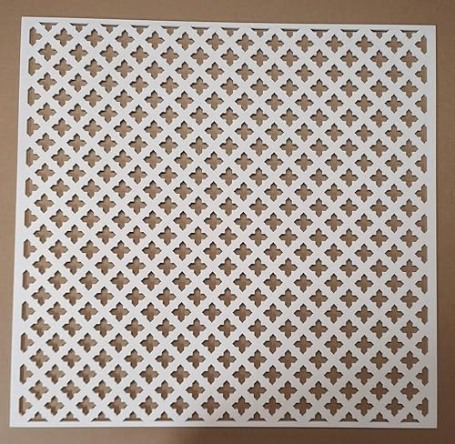 LaserKris Dekoratives Sichtschutzgitter für Heizkörperschrank, perforiertes MDF, 3 mm dick, Kreuz, KZ2-Muster, 620 mm x 600 mm, unggrundiert und grundiert, weiß grundiert (weiß grundiert)