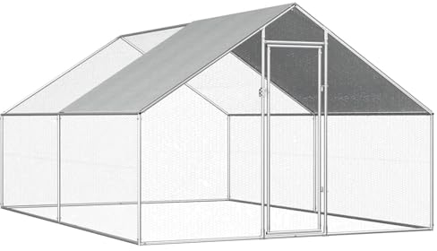 SECOLI Hühnerstall XXL hühnerkäfig Verzinkter Stahl Hühnerauslauf Freilaufgehege Hühnergehege freilauf groß Kleintiergehege für Hühner Ente Kaninchen-2.75 x 4 x 1.92 m