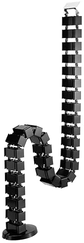 Eigentlich Kabelkette für höhenverstellbare Schreibtische, Kabelspirale vertikal L128,5 x B10,5 x T13 cm Schwarz, Kabelführung 30 abnehmbare Kettenglieder, Kette inkl. Basisplatte mit Eisenblock