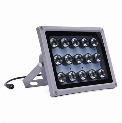 DDZcozy IR Strahler, 15 LEDs IR Scheinwerfer für Nachtsicht, 850nm Wasserdichtes LED Infrarot Licht für Überwachungskamera für Innen und Außenbereich