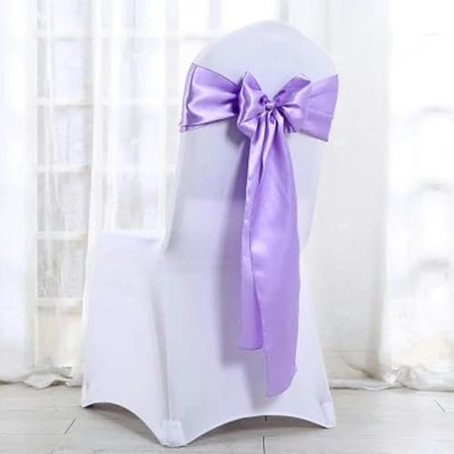 LUHYSU 10pcs/lot wedding decoration light pink purple light blue red silver satin chair sash - lilac