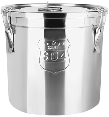 MINRS 6L Eimer mit Deckel Luftdichter Kanister Lebensmittel Edelstahl Küche Getreidebehälter Küche Edelstahl Eimer Mehlbehälter Kücheneimer mit Deckel und Verriegelungsklemme