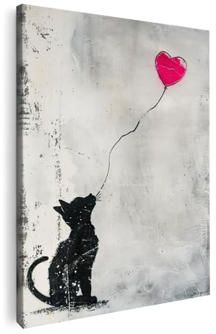 Artmazing | Banksy Katze Bild Bunt | S-Art Modern | Coole Wandbilder Wohnzimmer | Deko XXL | Leinwand XXL