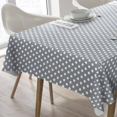 Home Direct Wischen Tischdecke Oilcloth PVC Tischdecke Abdeckung Polka Dot, 100cm x 140cm, Graues Licht