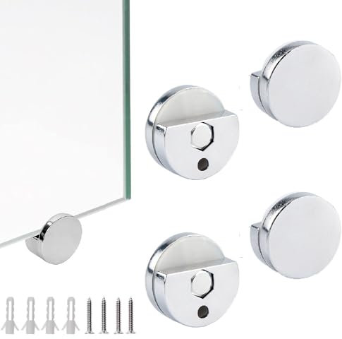 4 pezzi Ganci per Specchio a Muro, Appendi Specchio Clip per Specchio Supporto Vetro Clip in Lega di Zinco Kit di Fissaggio a Parete per Specchio e Vetro Spessi 5 mm, con Tasselli e Viti