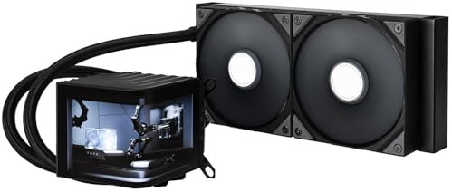 TRYX Panorama 240 AIO 240 Noir | 240 mm avec écran AMOLED 6,5 pour effets 3D anamorphes, Asetek 8ème génération, pompe 280 W TDP, ROTA PRO 120 mm – Refroidisseur de processeur pour LGA 1851/1700/1200