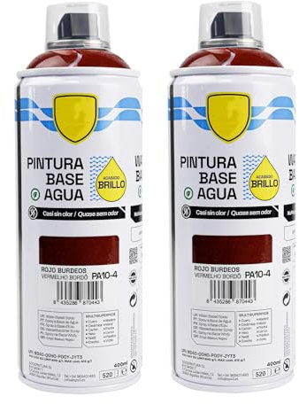 various - Pintura Spray Base Agua 400ml,Ecológica y Sin Olor,Para Muebles,Metal,Plástico y Madera,Colores Duraderos,Cobertura Uniforme - Rojo Burdeos,2 unidad