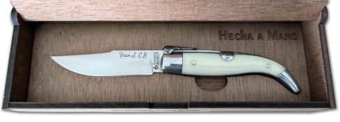 Genérico Roncero Navaja Teja Albacete BEIG 8,5 cm. Albacete Personalizada con tu Nombre. Universal.