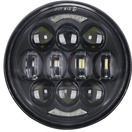 KRALPOTIX 80 W 5-3/4 Zoll 5,75 Zoll LED-Scheinwerfer, kompatibel mit Harle Sportster 883 1200, Iron 883, Dyna, Street Bob FXDB Speed Triple-Scheinwerfer(Black)