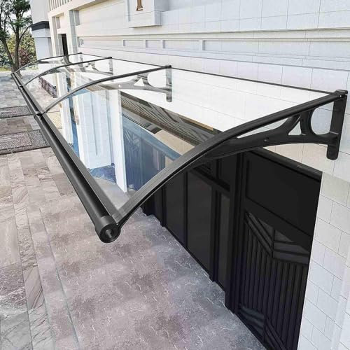 Outdoor Waterproof Door Canopy Awning Aluminum Metal Frame Porch Canopy with Sides for Front Door Balcony Garage Window PatioTransparent 120x540cm