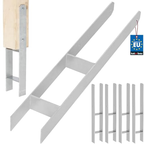 KOTARBAU® H Pfostenträger zum Einbetonieren 90x600 mm, H Anker, 4er Set | Bodenanker, Pfostenanker für Zaunpfosten & Holzbalken, Balkenschuh aus galvanisch verzinktem Stahl, Silber