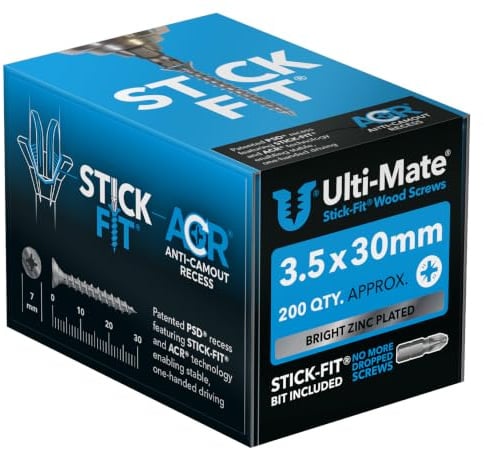 Ulti-Mate Woodcrews - Bright Zinc Plated - 3.5 x 30mm - Box of 200