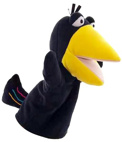 Crow Hand Puppet – Detaillierte Eigenschaften, Plüschstruktur, interaktives Spiel | Puppenspielzeug für den Mund, der für Geschichtsaufführungen arbeitet, Spieler von Ehrenten