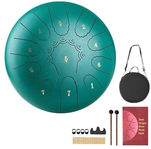 VEVOR Steel Tongue Drum, 10 in 11 Notes Rain Drum for Outside Garden, C Major Musical Drums with Music Book & Mallets, Percussion Instrument for Meditation Yoga Beginner Musical Education, Green