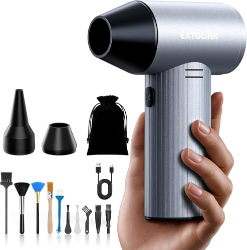 EXTOLINK L7 Cordless Air Blower, 330,000 RPM with 7500mAh Battery, 360° Heat Dissipation, Powerful Mini Blower with Cleaning Kit for PC, Keyboard, Graphics Cards