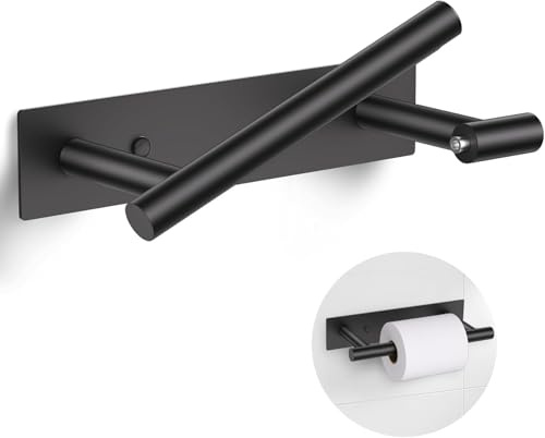 YACVCL Matte Black Toilet Paper Holder Adhesive or Screw Wall Mount