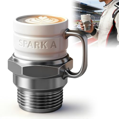 ADDLIVE Spark Plug Mug, 350ml Creative Sparkplug Coffee Mug, Engine Spark Plug Design, Funny Mugs for Men Women, Personalized Automotive Coffee Mugs for Car Lovers, Collectors, Gearheads