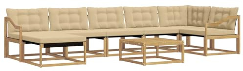 vidaXL Outdoor-Sofagarnitur 8 pcs Weiß und Beige 79 x 79 x 37 cm, Robustes, modernes Outdoor-Sofa-Set, Gartenmöbel zum Entspannen, wetterfeste Lounge, ergonomische Sitze