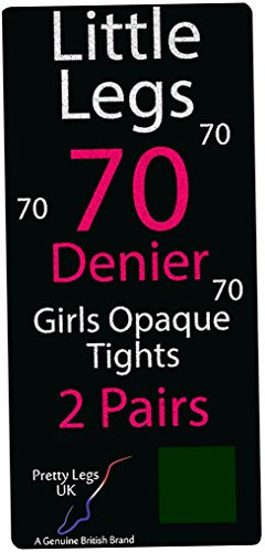 Girl's Pretty Little Legs 70 Denier Opaque Tights (2 Pair Pack) (11-13 Years, Bottle Green)