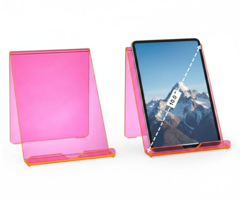 OSCO Neon Acrylic Tablet & Phone Stand, iPad Holder, Book Display, Document Mount, Desk Organiser for Home Office, Compatible with Most Tablets, Phones and eReaders, 18 x 16 x 14 cm