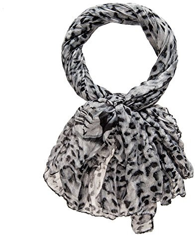 VIKINGS Unisex Schal Tuch Animal Print, Farbe Schal HE Animalprint 180 x 100:Weiss-Schwarz Leo/Tiger