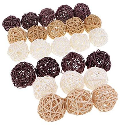 P Prettyia 25X Rattankugeln Rattan Kugeln Dekokugeln Rattan Ball Hochzeit Party Aufhängen Dekoration