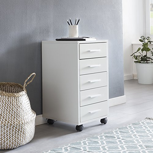 KADIMA DESIGN Rollcontainer Holz Rollen Standcontainer 33x63x38cm Weiß Schreibtischcontainer