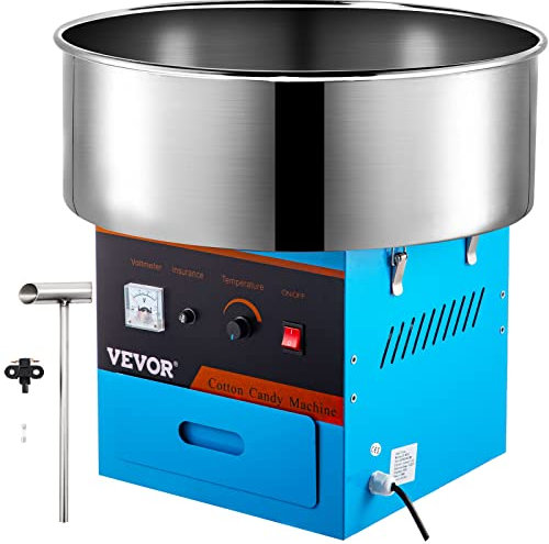 VBENLEM Máquina de Algodón de Azúcar 220V Azul Algodonera de Azúcar Cotton Candy Machine Máquina Profesional para Hacer Nubes de Azúcar
