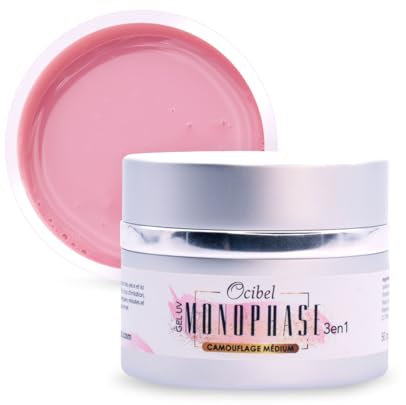 Gel Monophase 3en1 50g Sans TPO/HEMA - Cover Medium = Base + Construction + Finition - Auto-égalisant - Renforcer Gainage, Rallonger Extension, Modeler.