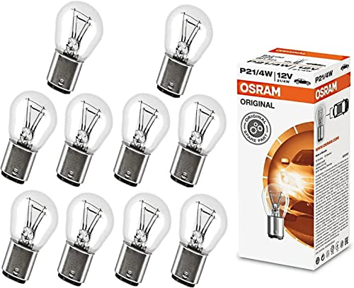 10x Osram Original P21/4W 12V BAZ15d 7225 Standard Weiß High Tech Ersatz Halogen Birne für Bremslicht Hecklicht Nebellicht vorne E-geprüft
