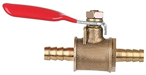 Dapetz ® Brass Ball Valve 6mm Red Lever Inline Hose Barb for Water Air Gas Fuel Shut-Off