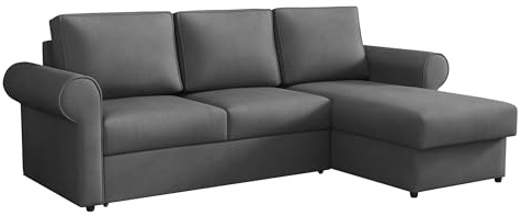 Eckcouch Usero mit Bettkasten und Schlaffunktion, Ecksofa Bettsofa, Polsterecke mit abgerundete Armlehnen, L-Form Sofa, Couch, Schlafcouch, Polsterecke (Kronos 22)
