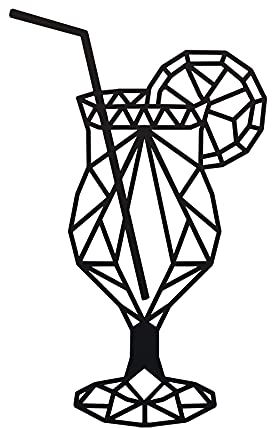 New Geometric Black Steel Cocktail Glass Wall Art