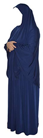 Yaqeen zweiteiliges Gebetsset, Kopftuch und Rock, Einheitsgröße, Khimar, Hijab Lycra Gebetskleid, dunkelblau