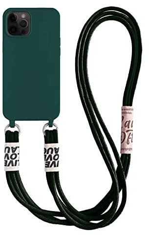 Emlivi Handykette Hülle für iPhone XS Max Necklace Handyhülle Nylon Schultergurt Liquid Silikon TPU Cover mit Kordel zum Umhängen Schutzhülle mit Stylische Band Case für iPhone XS Max, Armeegrün