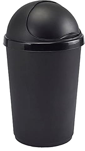Bullet Bin with Sliding Lid Durable Plastic Waste Bin for Indoor/Outdoor Use Dimensions 32 x 32 x 62 cm (Black, 50L)